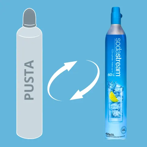 Napełnianie niebieskiej butli SodaStream