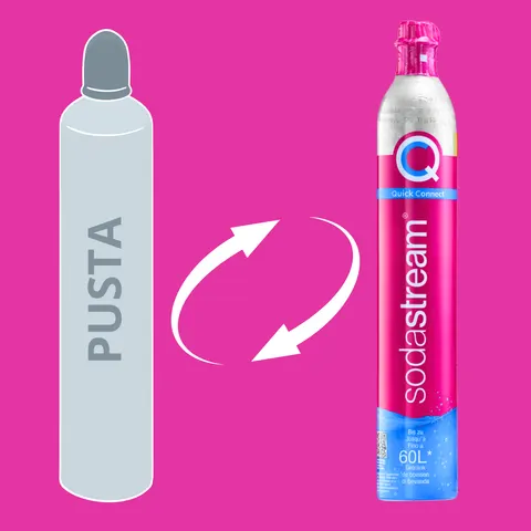 Napełnianie różowej butli SodaStream