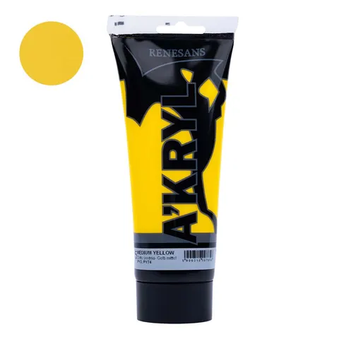 Farba akrylowa Renesans A'kryl 200 ml - 05 Żółta Średnia
