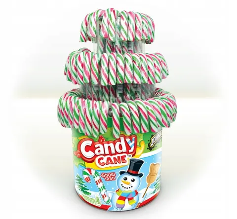 JOHNY BEE lizak laska Candy Canes SNOW MAN 12g x100szt biało zielono czerwona
