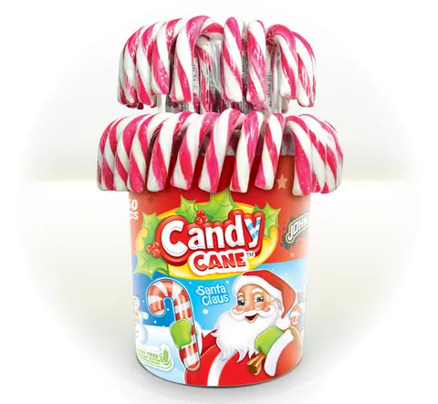 JOHNY BEE lizak laska Candy Canes SANTA CLAUS 28g x50 szt biało - czerwone (1)