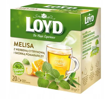 LOYD Herbata Ziołowa Melisa Werbena Cytryna Pomarańcza Kompozycja Ziół i Owoców 20 Torebek