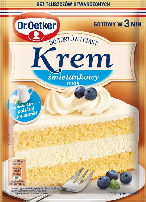 Dr.Oetker Krem do ciast i tortów smak śmietankowy 105 g