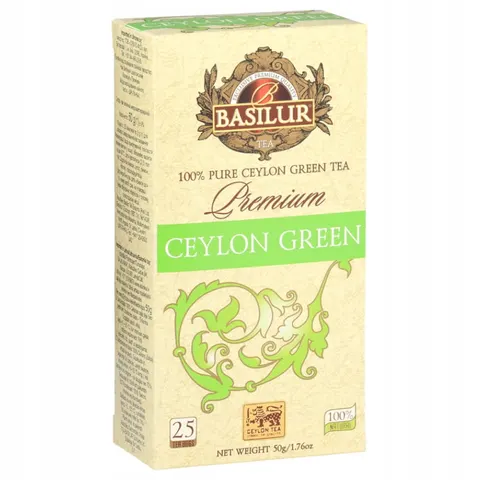 BASILUR Herbata BASILUR PREMIUM CEYLON GREEN ekspresowa ROŚLINNA - 25 szt.