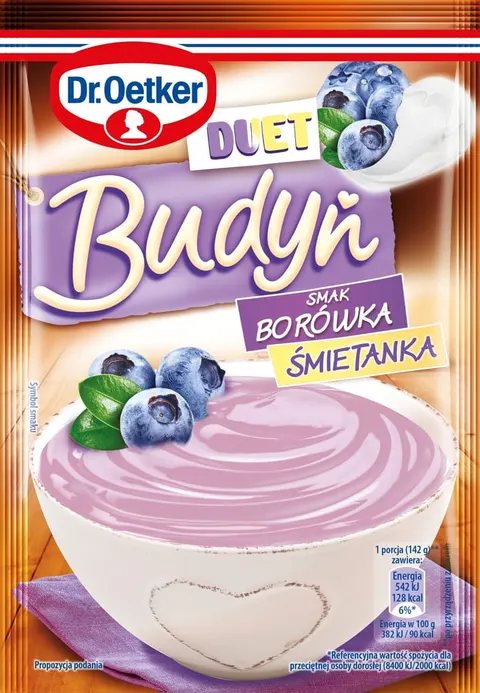 Dr.Oetker Budyń Duet smak Borówka - Śmietanka 40g