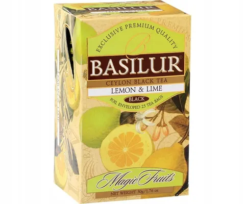 BASILUR Lemon Lime Czarna herbata cejlońska cytryna i limonka 25 saszetek