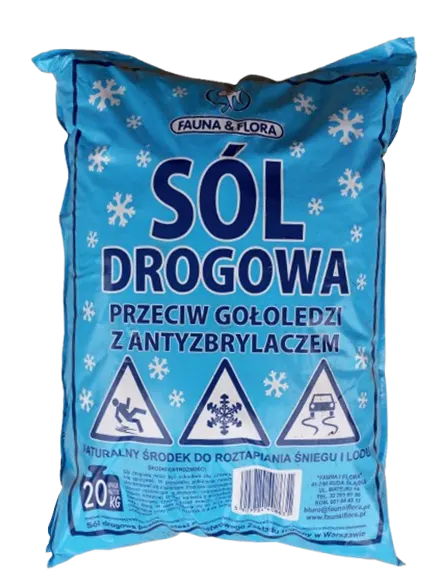 Sól drogowa przeciw gołoledzi 20kg z antyzbrylaczem