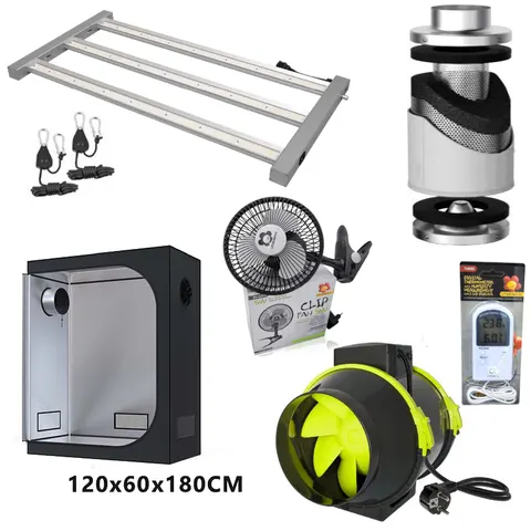GROWBOX ZESTAW LED DO UPRAWY ROŚLIN 120x60xh180, LED 300W. 0,81m2