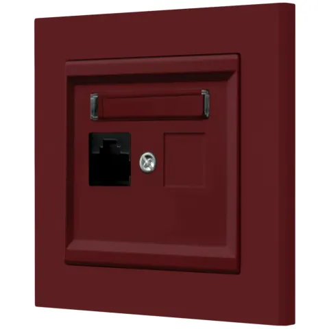 Gniazdo internetowe rj45 1x z ramką Ospel Sonata Burgund
