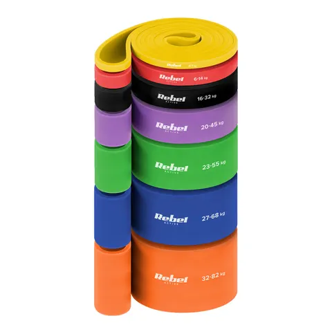 Zestaw 7 gum do ćwiczeń 4-82 kg Rebel Active
