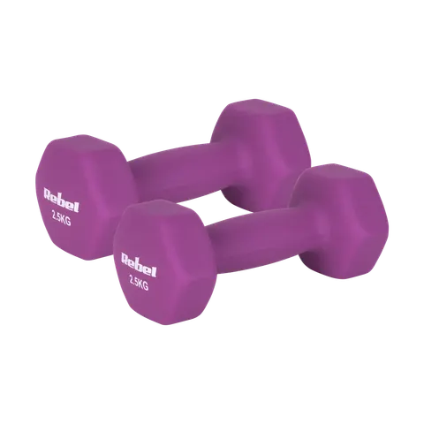 Hantelki żeliwne neoprenowe HEX 2x 2,5kg REBEL ACTIVE