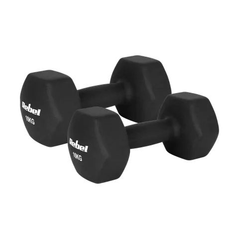 Hantelki żeliwne neoprenowe HEX 2x10 kg REBEL ACTIVE