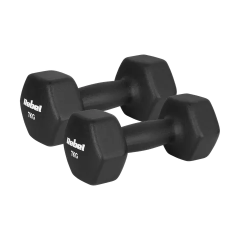 Hantelki żeliwne neoprenowe HEX 2x 7 kg REBEL ACTIVE