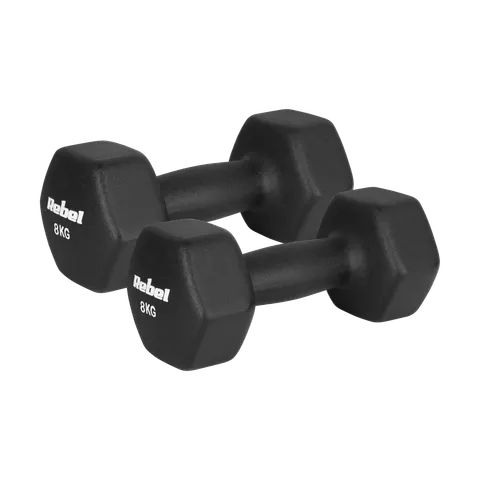 Hantelki żeliwne neoprenowe HEX 2x 8 kg REBEL ACTIVE