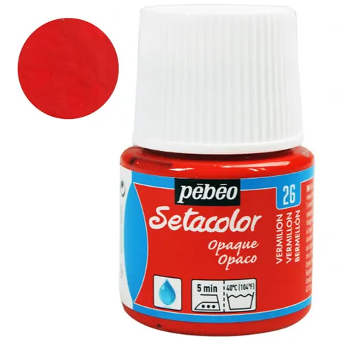 Farba do tkanin Setacolor Opaque Pebeo 45 ml - 26 Vermilion