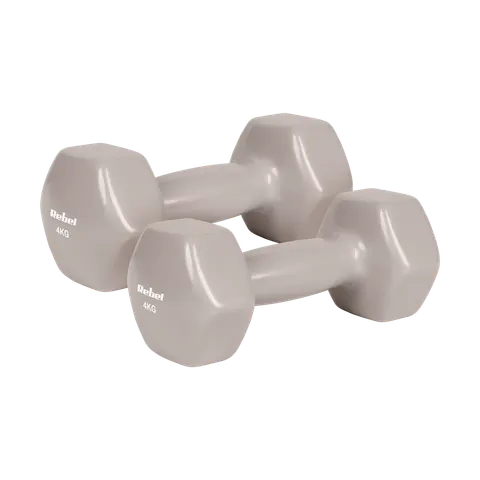 Hantelki żeliwne winylowe HEX 2x 4 kg REBEL ACTIVE