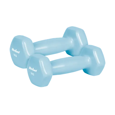 Hantelki żeliwne winylowe HEX 2x 1 kg REBEL ACTIVE