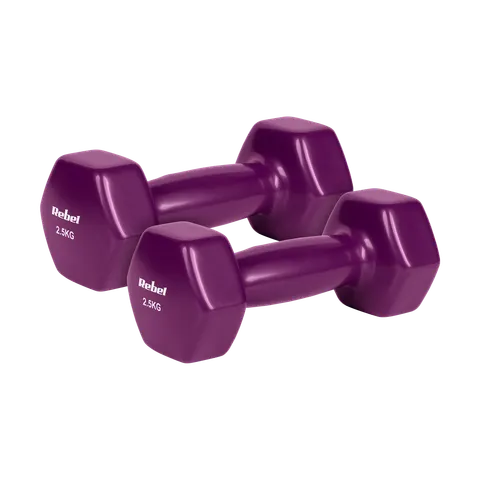 Hantelki żeliwne winylowe HEX 2x 2,5 kg REBEL ACTIVE