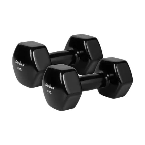 Hantelki żeliwne winylowe HEX 2x 8 kg REBEL ACTIVE
