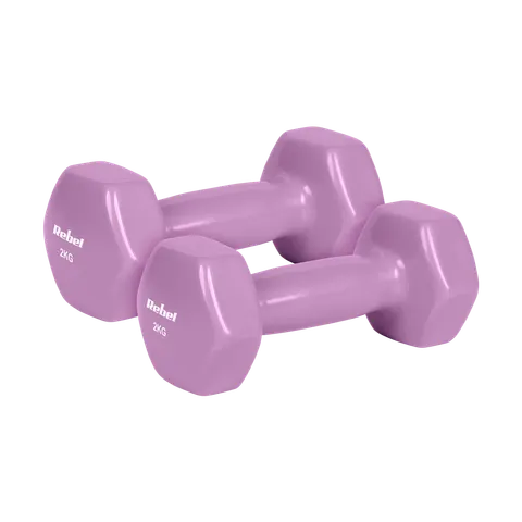 Hantelki żeliwne winylowe HEX 2x 2 kg REBEL ACTIVE