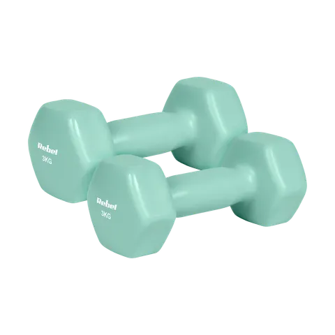 Hantelki żeliwne winylowe HEX 2x 3 kg REBEL ACTIVE