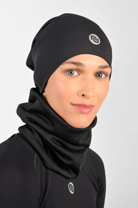 Dwustronna czapka smerfetka ocieplana Black