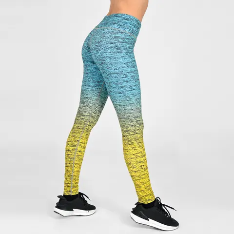 Legginsy regular z pasem Pro Melange Turchese-Limone