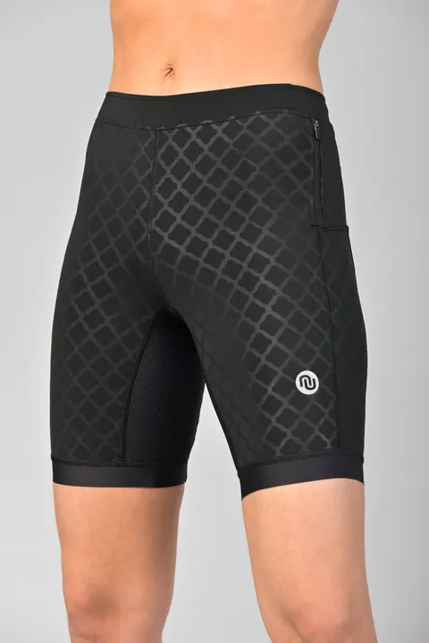 Krótkie legginsy z taśmami stabilizującymi Shiny Black