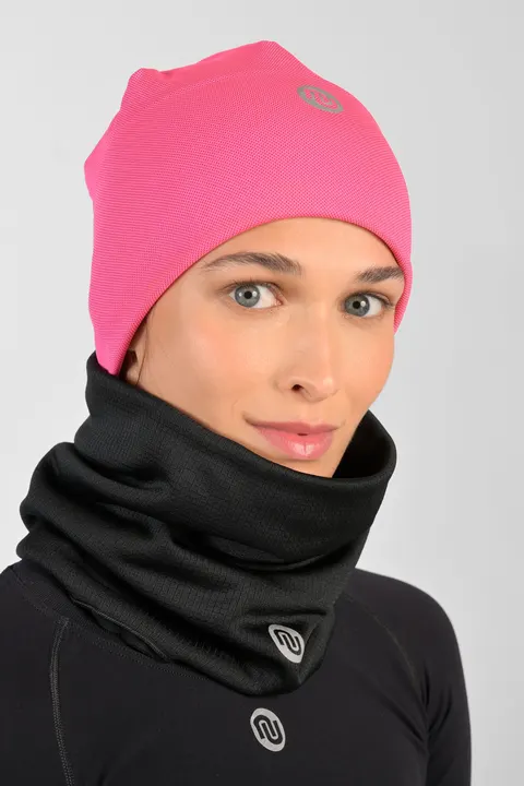 Dwustronna czapka smerfetka ocieplana Pink