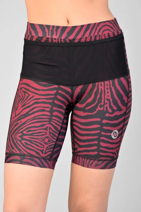Krótkie legginsy ze zintegrowanym pasem biegowym 360° Zebra Blush