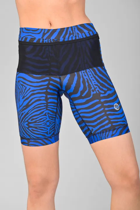 Krótkie legginsy ze zintegrowanym pasem biegowym 360° Zebra Blue Fusion