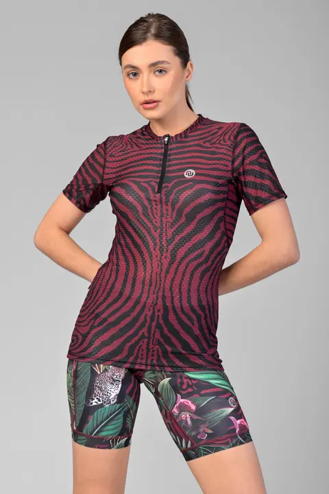 Koszulka sportowa damska Zip Zebra Blush
