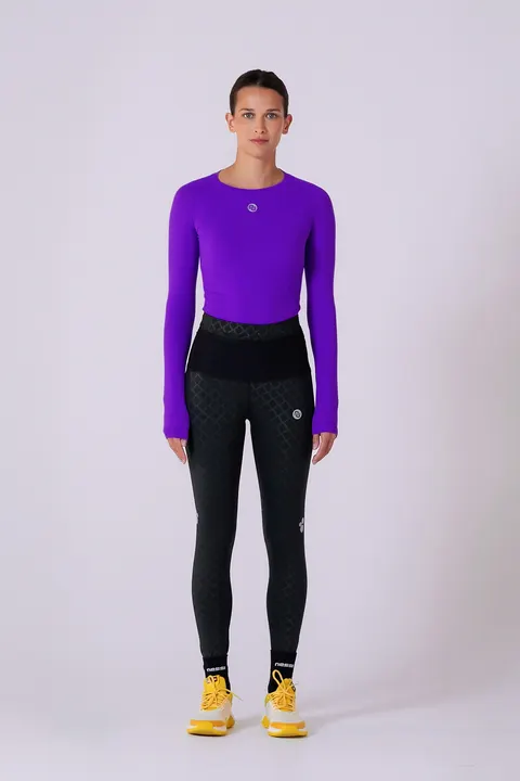 Długie legginsy ze zintegrowanym pasem biegowym 360° Shiny Black