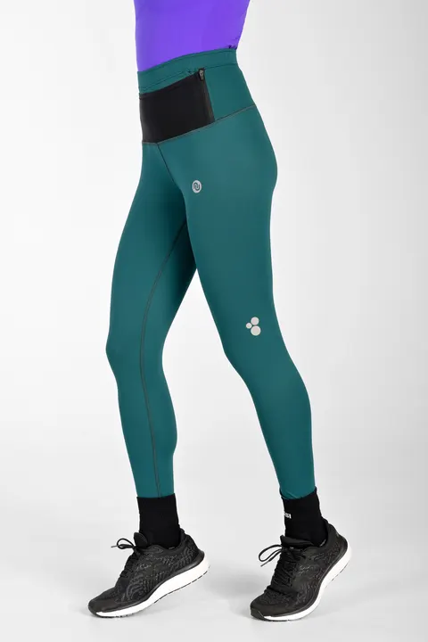 Legginsy ocieplane do biegania z pasem biegowym 360° Imperial Petrol