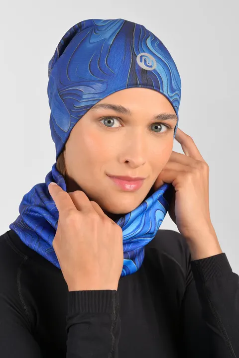 Dwustronna czapka smerfetka ocieplana Mystic Blue