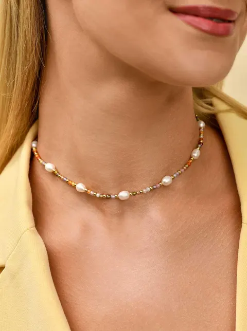 Choker perły rzeczne, złoty S304485Z00