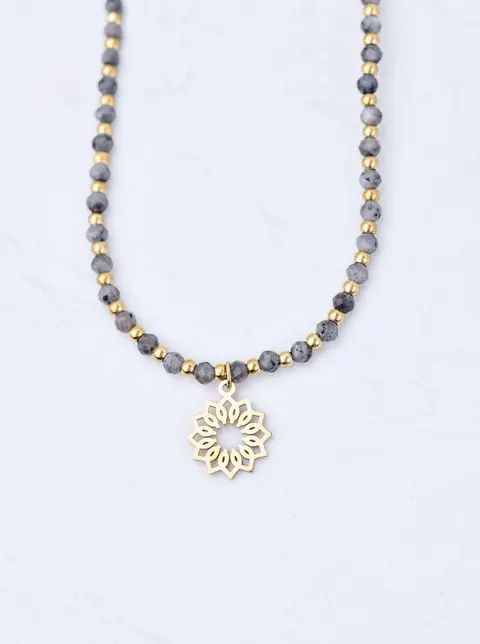 Choker Rozeta Vezzi, Labradoryt Czarny, złoty S304497Z00