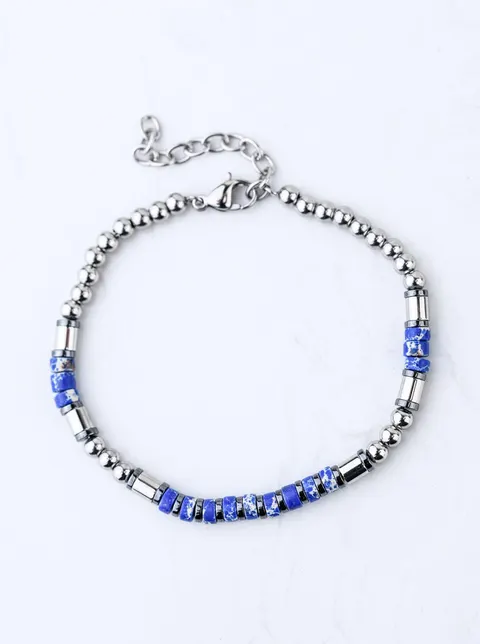Bransoletka męska Lapis Lazuli, stal S109202S00