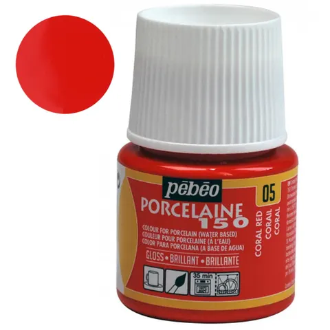 Farba do porcelany Pebeo Porcelaine 150°C 45 ml - 05 Coral Red