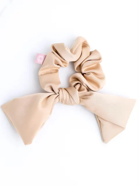 Gumka do włosów typu scrunchie, kokarda, beżowa O614430P00