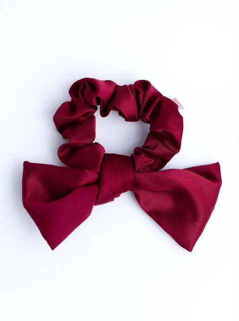Gumka do włosów typu scrunchie, kokarda, bordowa O614431P00