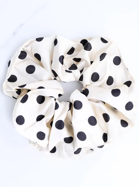 Gumka do włosów typu scrunchie, kropki, kremowa O614394P00
