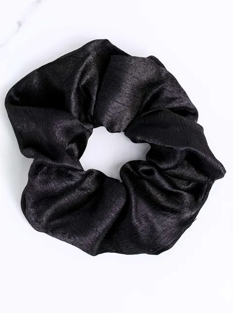 Gumka do włosów typu scrunchie, połyskujący czarny O614374P00