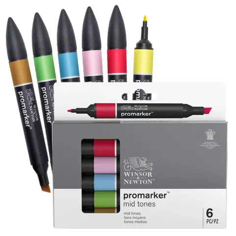 Promarkery Winsor & Newton zestaw 6 szt. Mid Tones