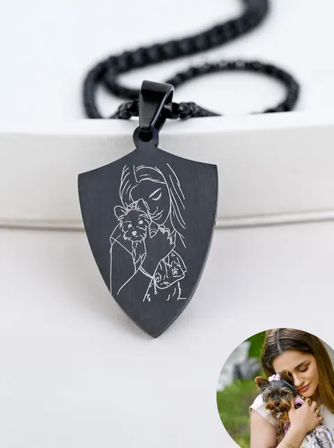 Naszyjnik męski z grawerem w stylu Line art, stal W-1-S307628Z01