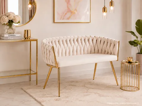 Sofa MALVA beżowa velvet / złoty