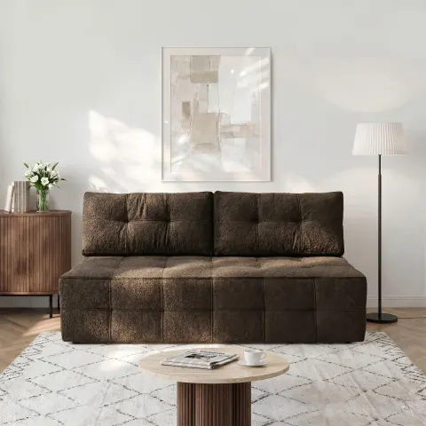 Sofa rozkładana NOVA mocca – boucle, funkcja spania 142 × 197 cm