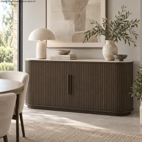 Komoda NORTH dąb espresso/blat ceramiczny 165 cm