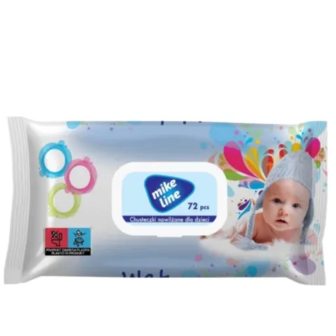 POEZJA MIKE LINE BABY Chusteczki nawilżane dla dzieci niebieskie SENSITIVE, 72 szt