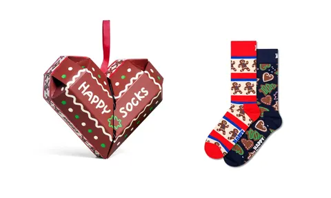 Zestaw świątecznych skarpet HAPPY SOCKS 2-pak serce na choinkę